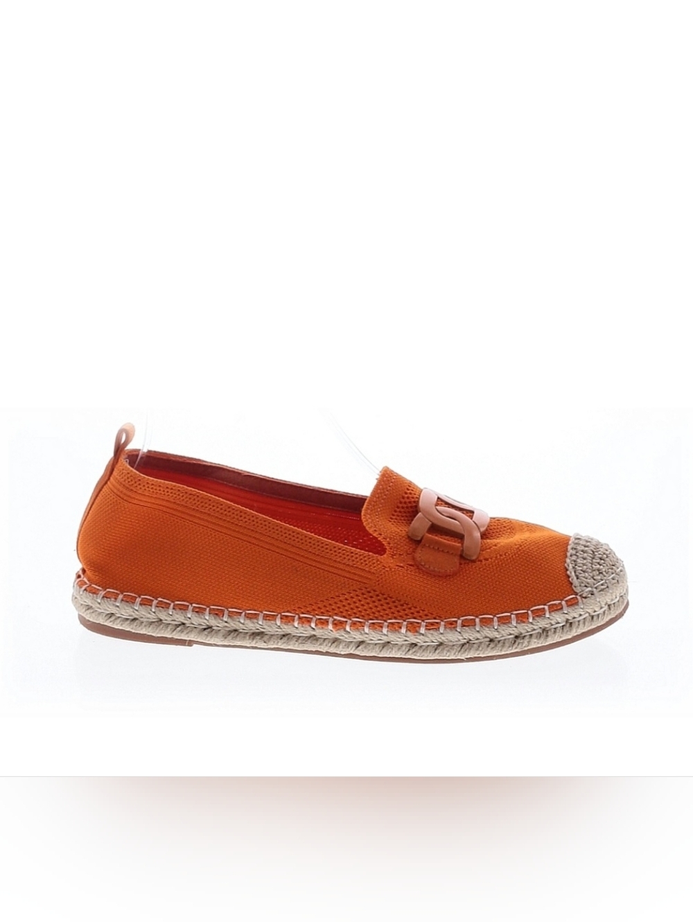 Women's Orange Espadrille Loafers with Chain Accent - Picture 2 of 2